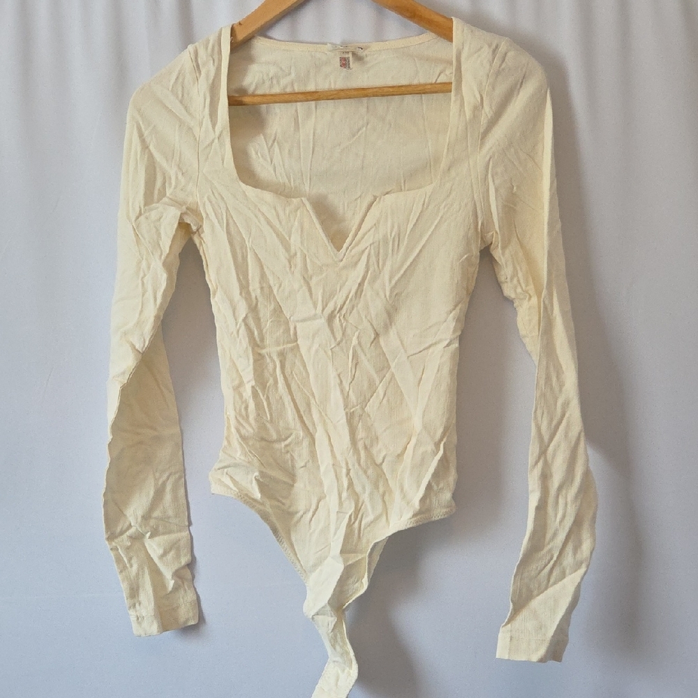 Intimately Free People Chic Cream Long Sleeve Bodysuit